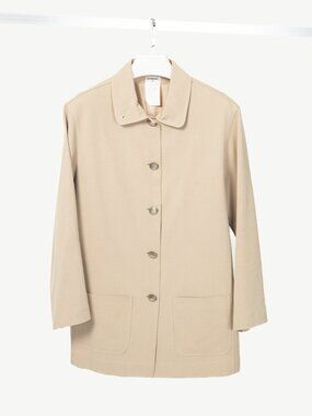 Chanel 98P Beige Wool & Cotton-Blend Twill Mac Coat